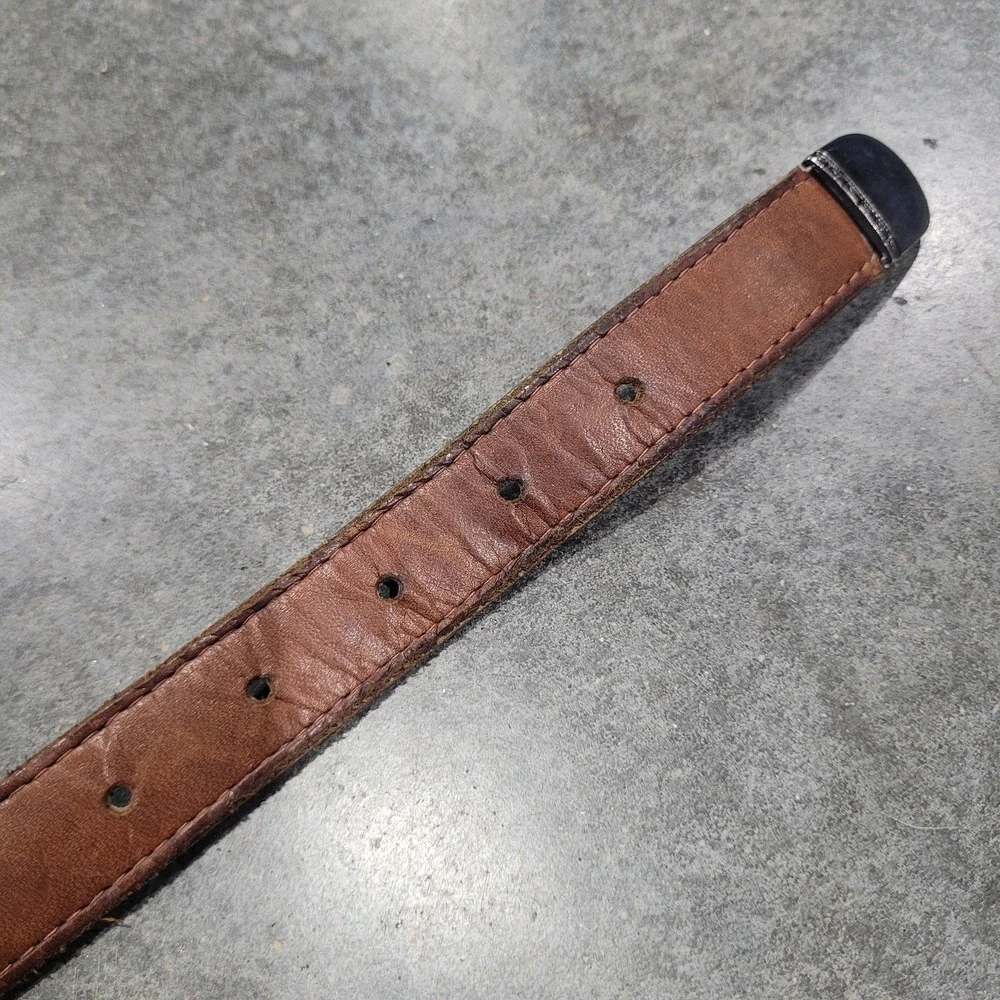 VTG A. Brod Belt Med Brown Leather Western Silver Buckle Engraved Cowgirl Rodeo